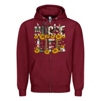 Burgundy nurse life Zipper Hoodie - FaDigitalArtStudio