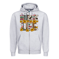 Heather Grey nurse life Zipper Hoodie - FaDigitalArtStudio
