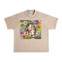 French Oak Watercolor Easter Bunny With Daisy Urban Heavy Tee - RanaPortraitStore