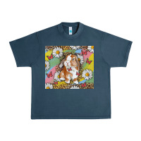 Midnight Navy Watercolor Easter Bunny With Daisy Urban Heavy Tee - RanaPortraitStore