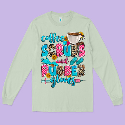 Coffee Scrubs And Rubber Gloves Long Sleeve Tee Designed By Zillion Design Studio