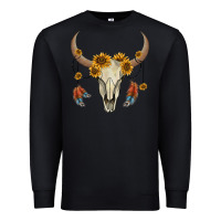 Black bull skull sunflowers and feathers Premium Sweatshirt - AdoDesignShop