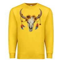 Lemon bull skull sunflowers and feathers Premium Sweatshirt - AdoDesignShop