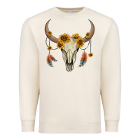 Sandshell bull skull sunflowers and feathers Premium Sweatshirt - AdoDesignShop
