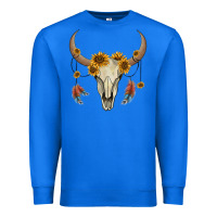True Royal bull skull sunflowers and feathers Premium Sweatshirt - AdoDesignShop