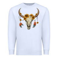 White bull skull sunflowers and feathers Premium Sweatshirt - AdoDesignShop