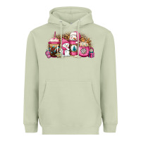 Matcha pink Christmas winter snowman coffee Heavyweight Hoodie - Jasminsmagicworld