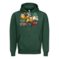 Sports Green i dig 100 days of school Zipper Hoodie - RacoonDesign
