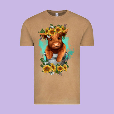 Vintage Tee baby cow in a bucket