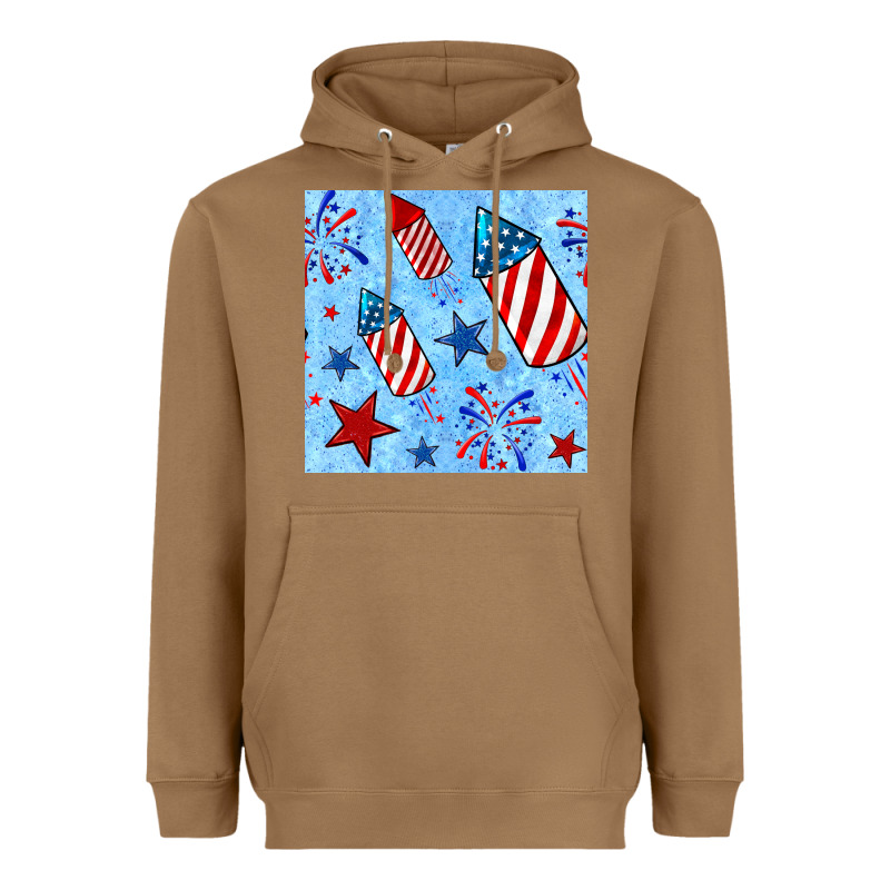 4th Of July Firecracker And Star Seamless  Pattern Heavyweight Hoodie by BundleAndBundleShop | Teevron
