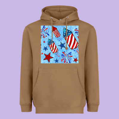 4th Of July Firecracker And Star Seamless  Pattern Heavyweight Hoodie Designed By Bundleandbundleshop