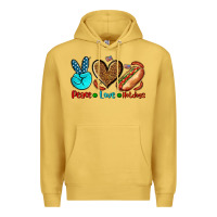 Antique Gold peace love hotdogs Premium Hoodie - AdoDesignShop