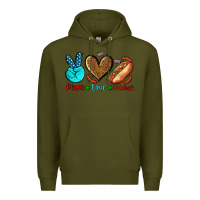 Army Green peace love hotdogs Premium Hoodie - AdoDesignShop