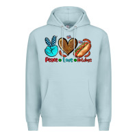 Blue Mist peace love hotdogs Premium Hoodie - AdoDesignShop