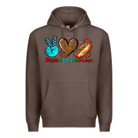 Coffee peace love hotdogs Premium Hoodie - AdoDesignShop