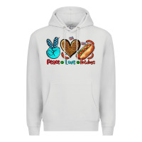 Dove Grey peace love hotdogs Premium Hoodie - AdoDesignShop