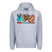 Heather Grey peace love hotdogs Premium Hoodie - AdoDesignShop