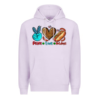 Lilac peace love hotdogs Premium Hoodie - AdoDesignShop