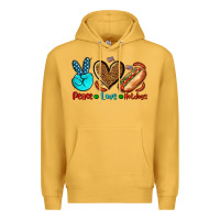 Mustard peace love hotdogs Premium Hoodie - AdoDesignShop