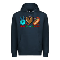 Navy peace love hotdogs Premium Hoodie - AdoDesignShop