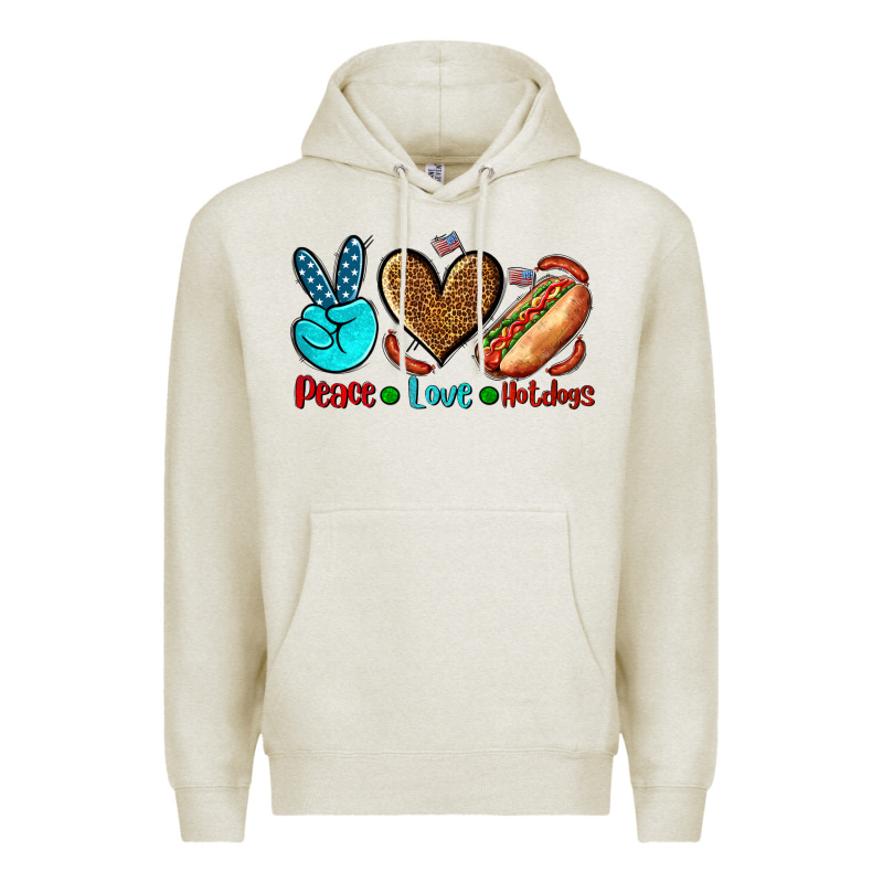 Peace Love Hotdogs Premium Hoodie by AdoDesignShop | Teevron