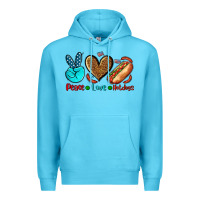 Ocean Blue peace love hotdogs Premium Hoodie - AdoDesignShop