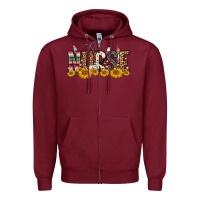 Burgundy nurse sunflower Zipper Hoodie - FaDigitalArtStudio