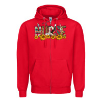 Red nurse sunflower Zipper Hoodie - FaDigitalArtStudio