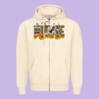 Nurse Sunflower Zipper Hoodie Designed By Fadigitalartstudio