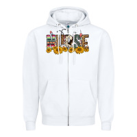 White nurse sunflower Zipper Hoodie - FaDigitalArtStudio