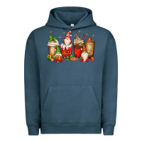 Pigment Midnight Navy Christmas gnomes coffee cups Urban Hoodie - MaliasSmallBusiness