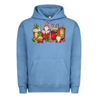 Pigment Pebble Blue Christmas gnomes coffee cups Urban Hoodie - MaliasSmallBusiness