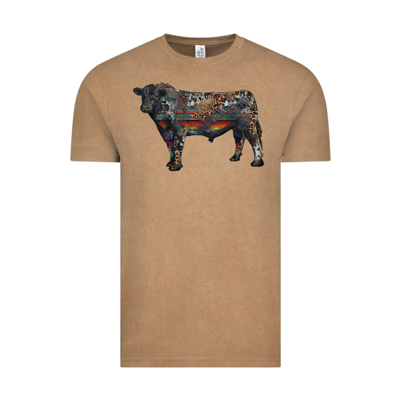 Black Angus Bull With Western Patterns Vintage Tee by RanaPortraitStore | Teevron