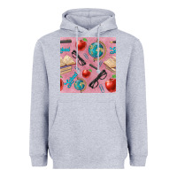 Heather Grey Teacher Seamless Pattern Heavyweight Hoodie - BundleAndBundleShop