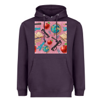 Plum Teacher Seamless Pattern Heavyweight Hoodie - BundleAndBundleShop