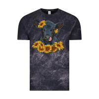 Cloud Black black angus calf with sunflowers Vintage Tee - RanaPortraitStore