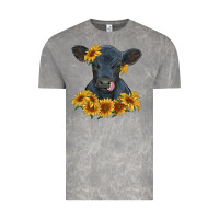 Cloud Rock black angus calf with sunflowers Vintage Tee - RanaPortraitStore