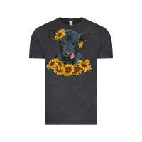 Vintage Black black angus calf with sunflowers Vintage Tee - RanaPortraitStore