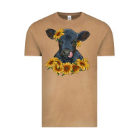 Vintage Camel black angus calf with sunflowers Vintage Tee - RanaPortraitStore