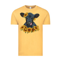 Vintage Mustard black angus calf with sunflowers Vintage Tee - RanaPortraitStore