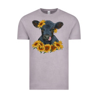 Vintage Zinc black angus calf with sunflowers Vintage Tee - RanaPortraitStore
