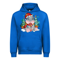 Cobalt cute christmas hippopotamus Urban Hoodie - MaliasSmallBusiness