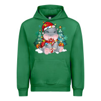 Emerald cute christmas hippopotamus Urban Hoodie - MaliasSmallBusiness
