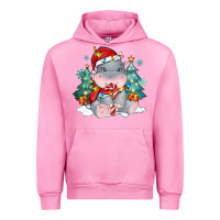 Fuchsia Pink cute christmas hippopotamus Urban Hoodie - MaliasSmallBusiness