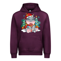 Mauve Wine cute christmas hippopotamus Urban Hoodie - MaliasSmallBusiness
