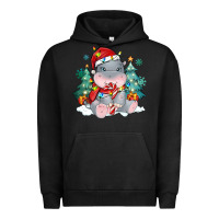 Pigment Black cute christmas hippopotamus Urban Hoodie - MaliasSmallBusiness