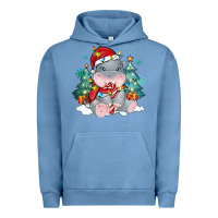 Pigment Pebble Blue cute christmas hippopotamus Urban Hoodie - MaliasSmallBusiness