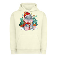 Pigment Pistachio cute christmas hippopotamus Urban Hoodie - MaliasSmallBusiness