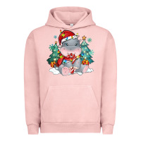Pigment Salmon cute christmas hippopotamus Urban Hoodie - MaliasSmallBusiness