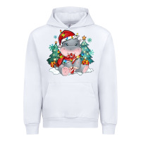 White cute christmas hippopotamus Urban Hoodie - MaliasSmallBusiness